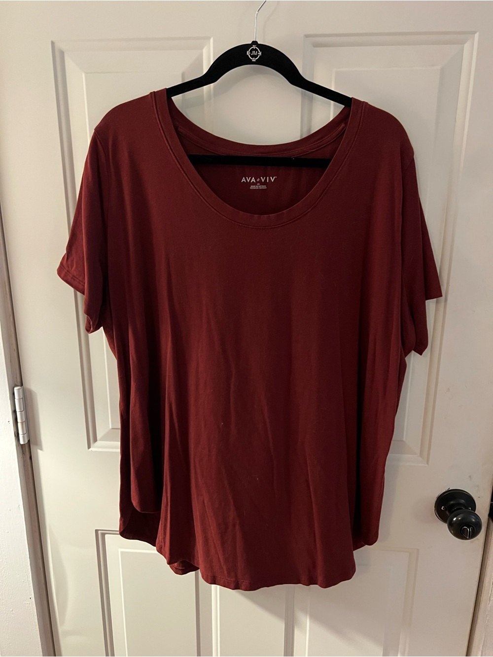 Ava & Viv Deep Burgundy Short Sleeve Scoop Neck Tee